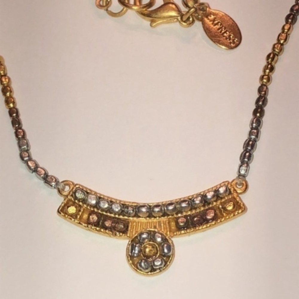 Express Gold Tone & Silver Tone Beaded Boho Necklace